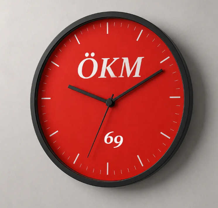 ÖKM69 Logo Wanduhr rot - ÖKM Merch Produkte